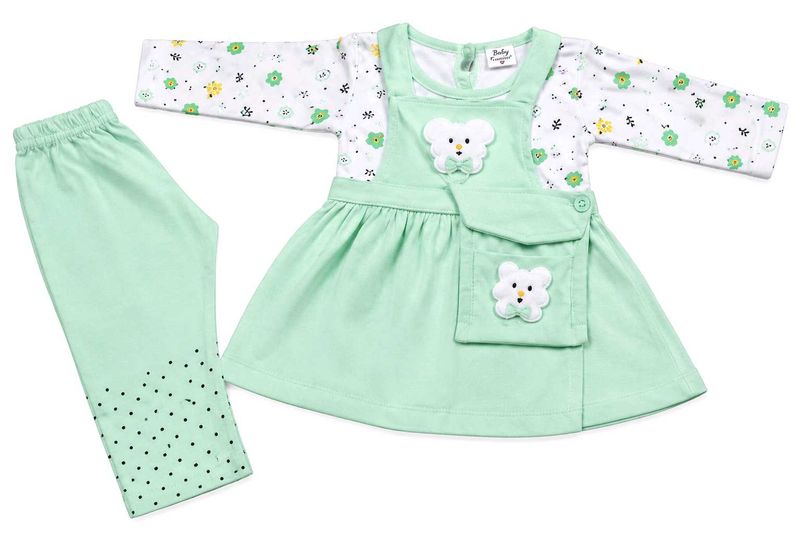 Cute Bear Overalls Dress &amp; Pants Set