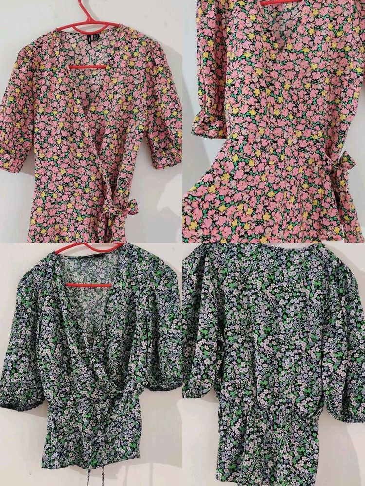 4 Floral Wrap Blouses