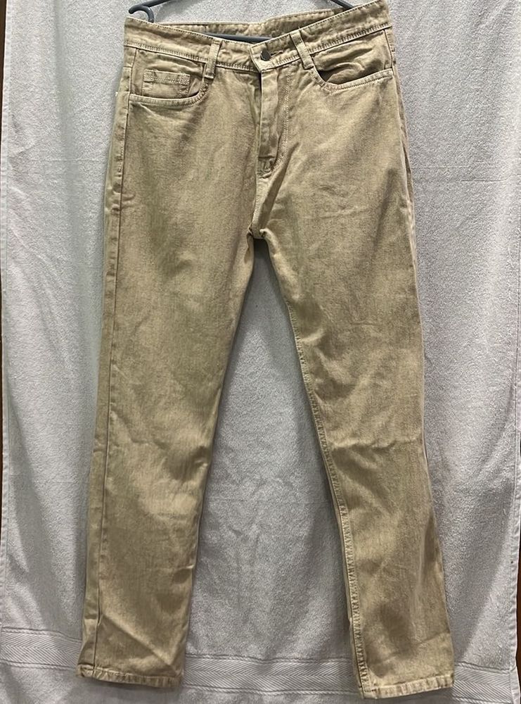 Tan Straight Leg Denim Jeans