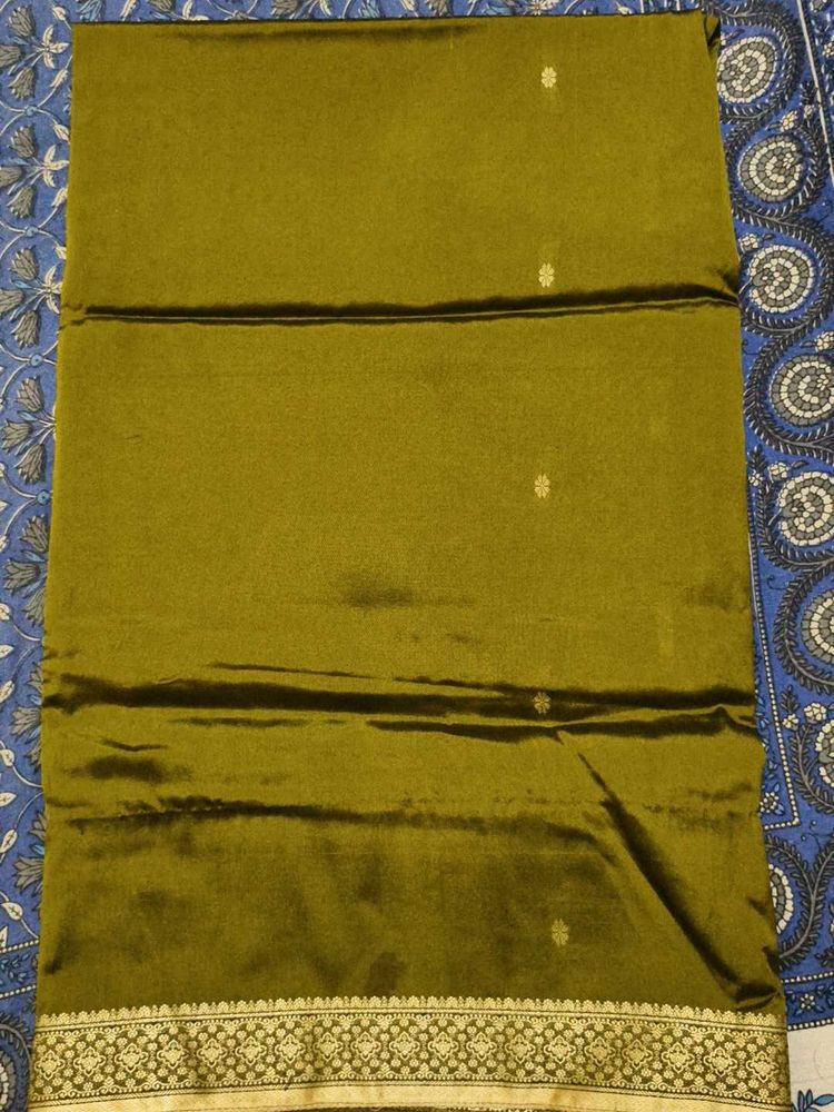 Elegant Olive Green Saree Good Condition