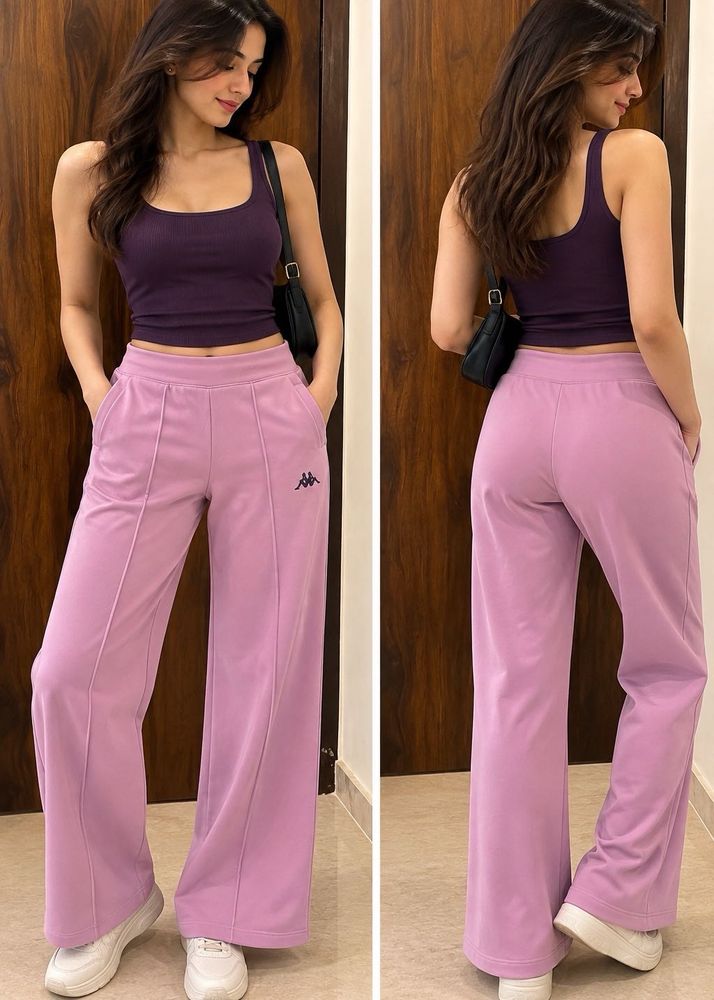 Stylish Lavender Wide-Leg Sweatpants
