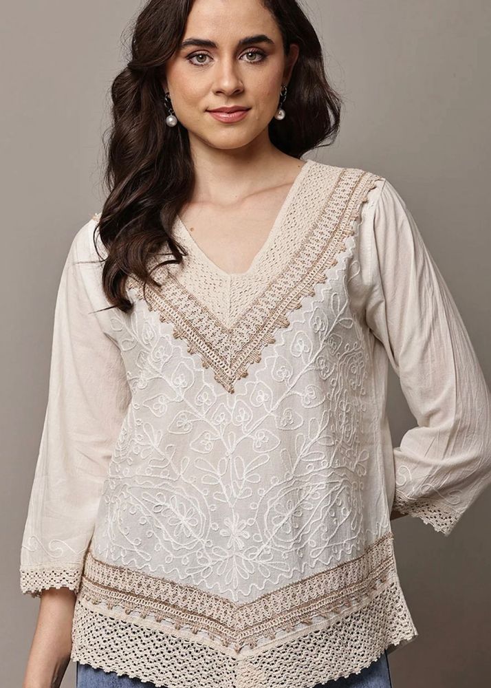 Boho Embroidered Cotton Kurta Top