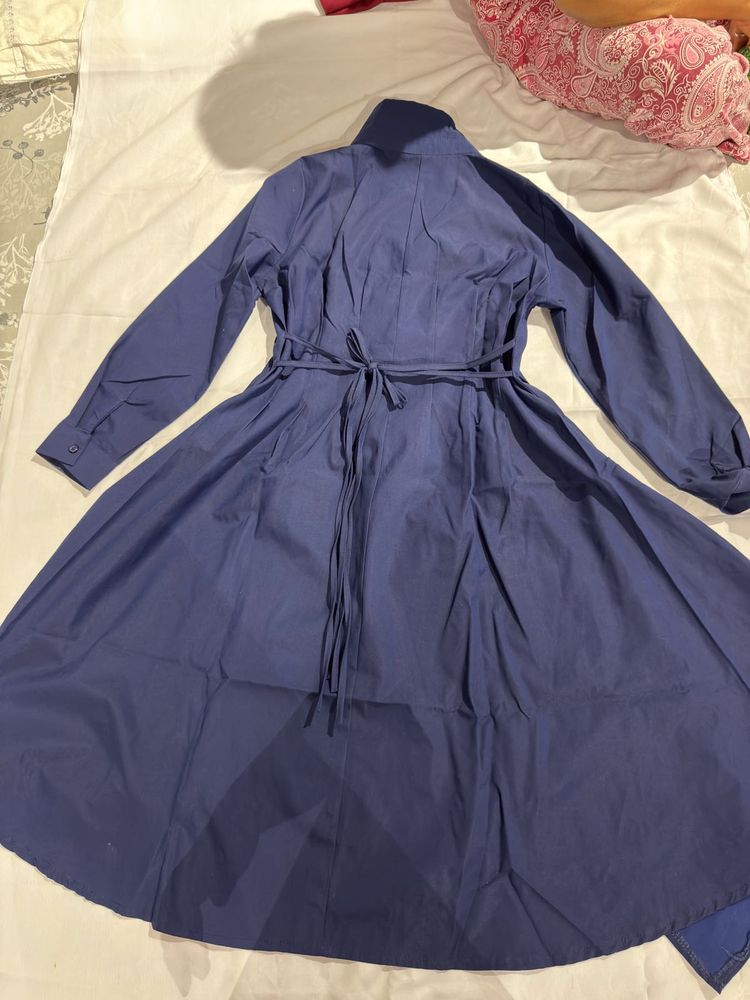 Stylish Navy Blue Shirt Dress