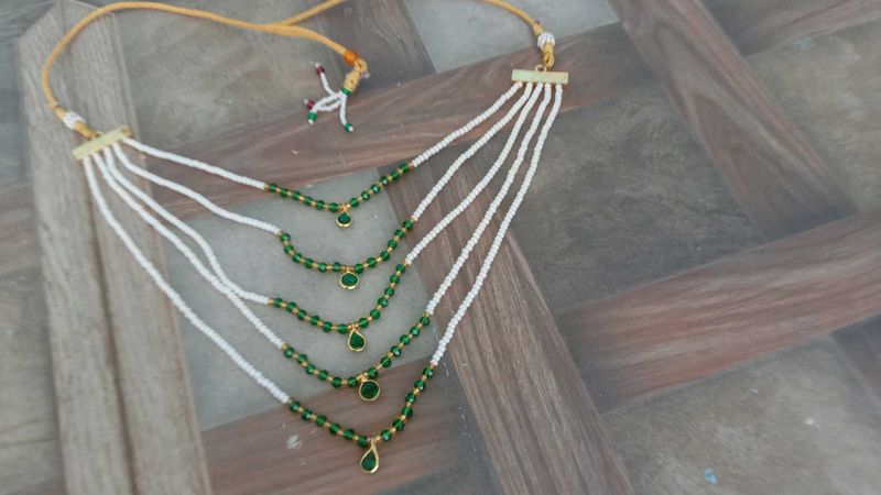 rajputi mala Elegant Layered Necklace with Green S