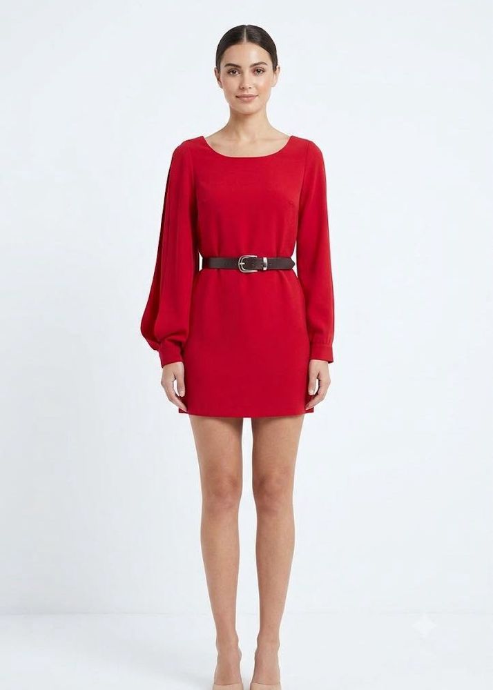 Chic Red Long Sleeve Dress