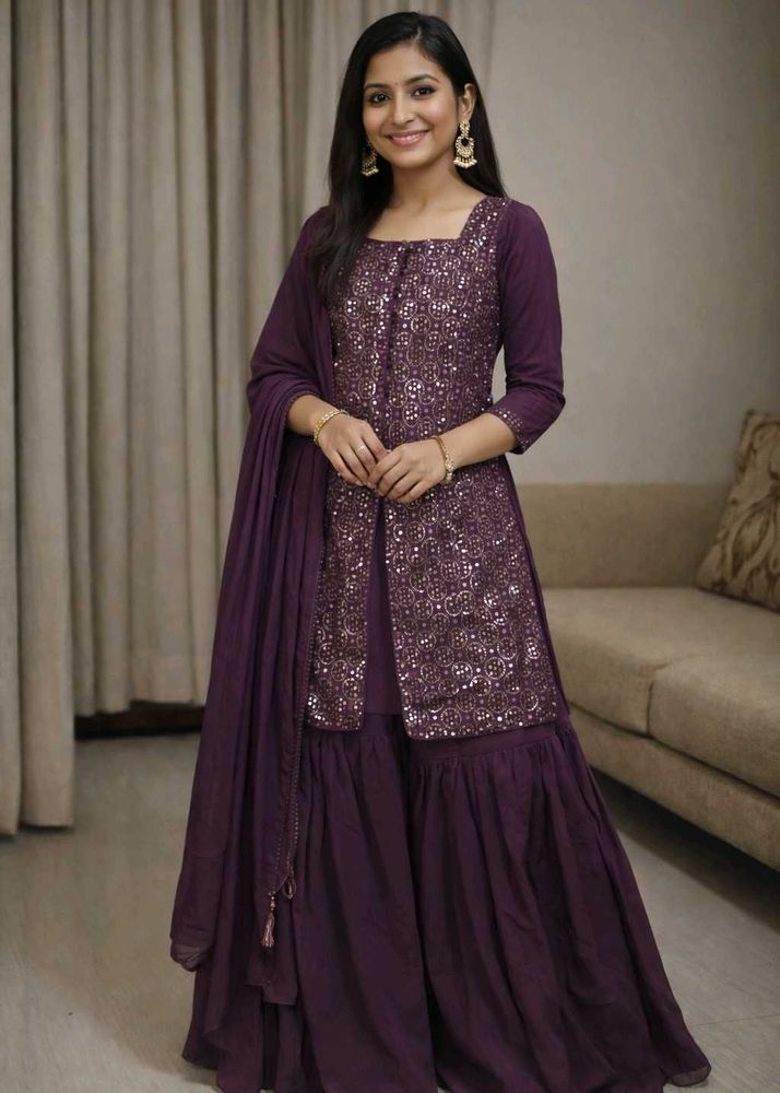 Sparkling Purple Ethnic Kurta Set