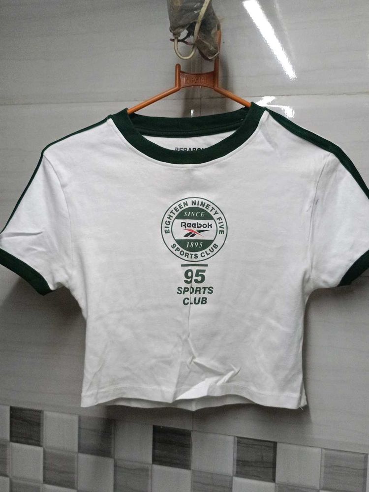 Reebok White Cropped T-Shirt