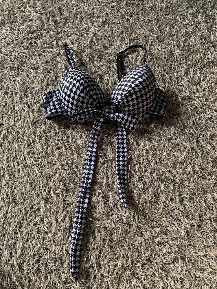 Houndstooth Print Bikini Top