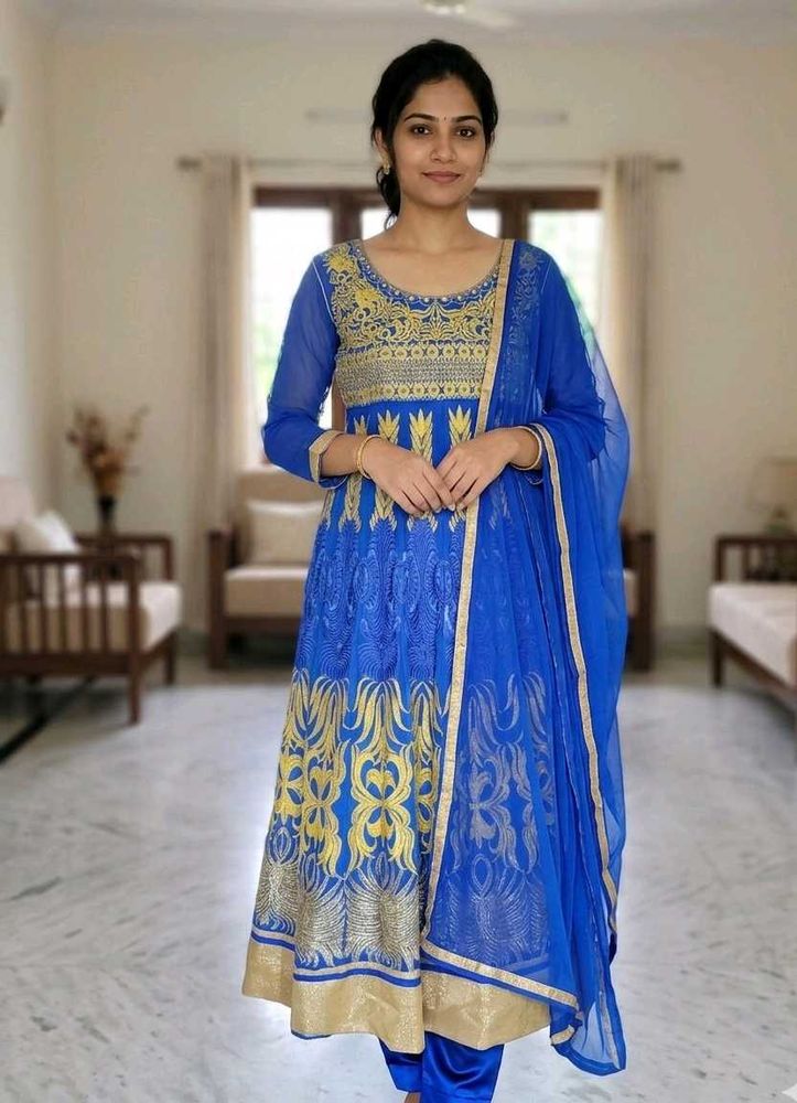 Royal Blue Anarkali Suit Set