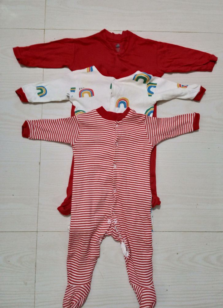 EIO 100% Cotton Rompers/Sleep Suits/Jumpsuit/Night Suits for Baby Boys &amp; Girls, Infants, New Born Pack of 3