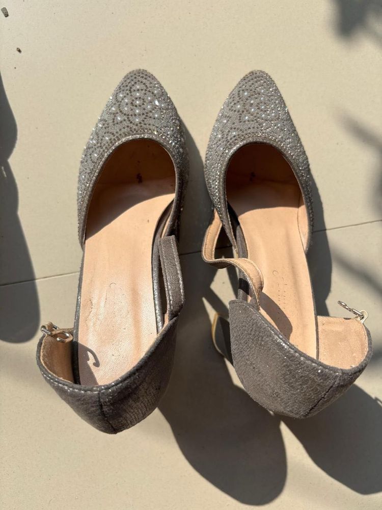 Sparkling Grey Embellished Heels