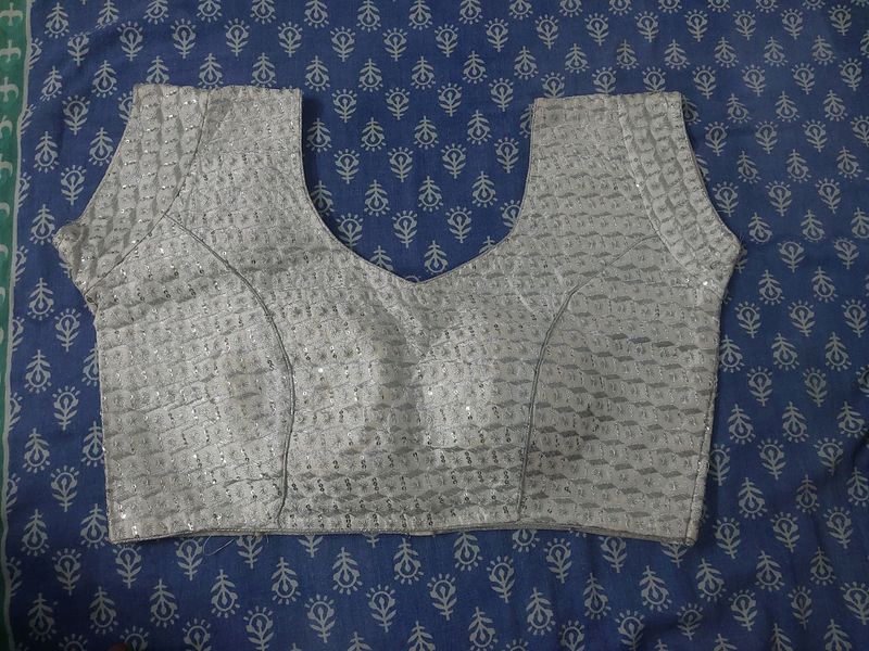 Silver Zari Padded Blouse