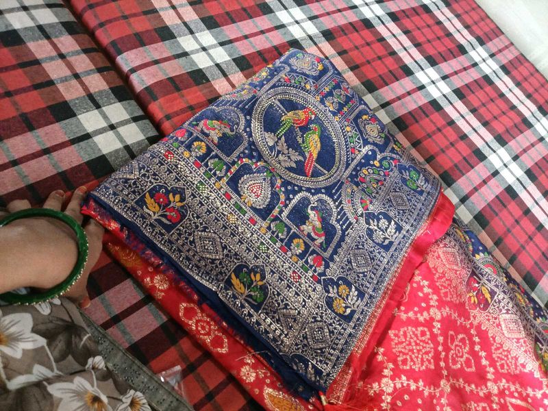 Exquisite Blue &amp; Red Saree