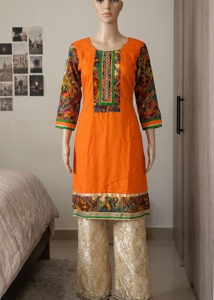 Elegant Orange Kurta with Palazzo Pants