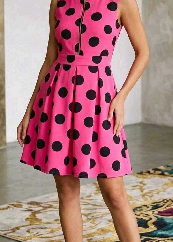 NewChic Pink Polka Dot A-Line Dress