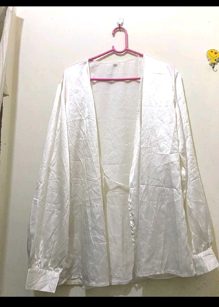 White Satin Kimono Style Top