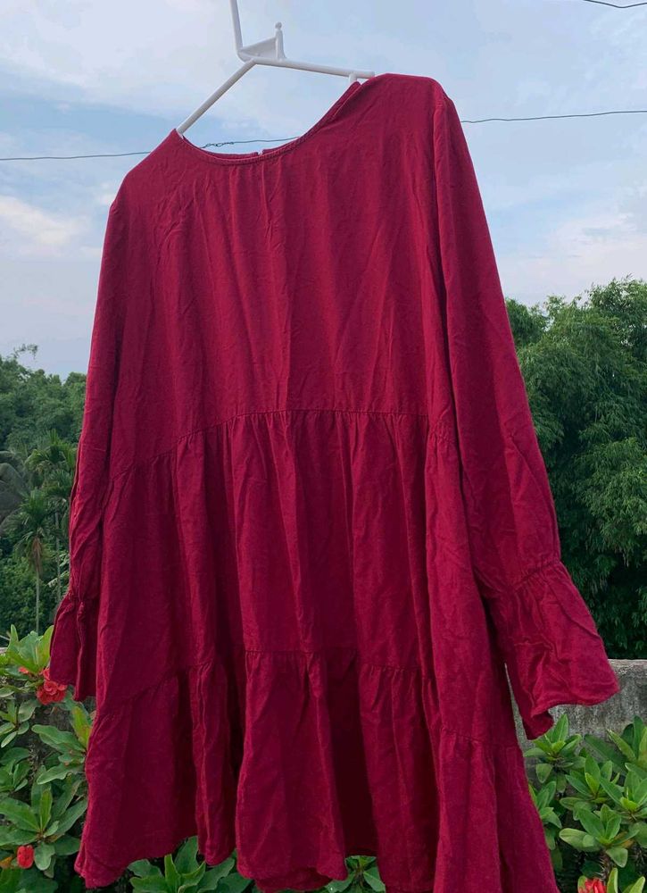 Maroon Tiered Tunic Top
