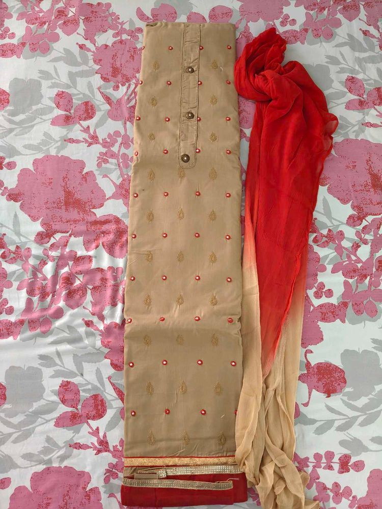 Beautiful Beige Kurta Suit Material