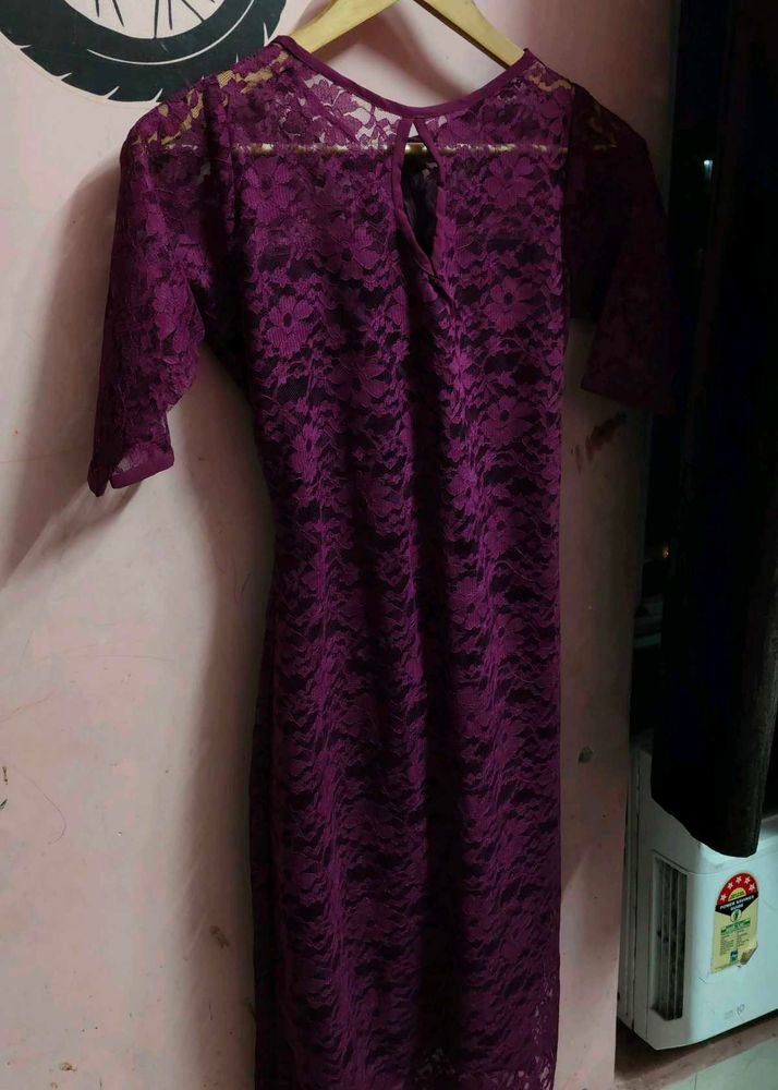 Elegant Purple Lace Dress