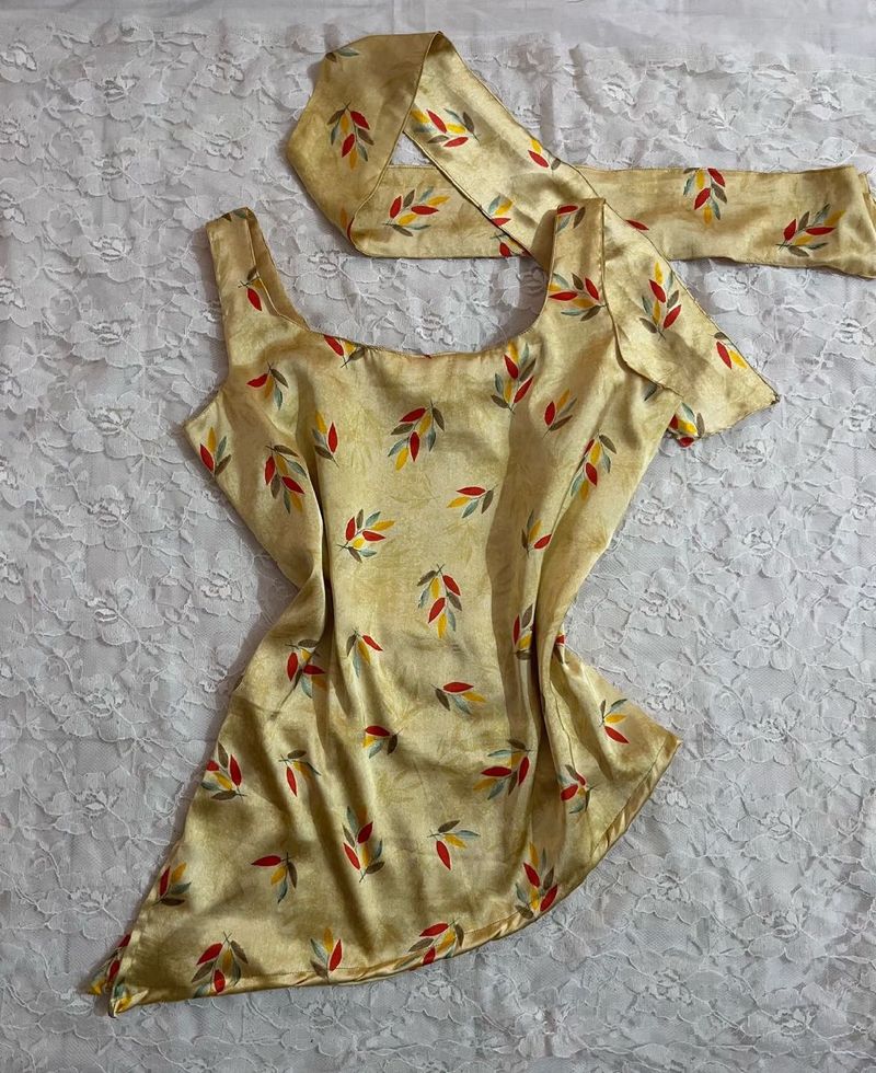 Stylish Leaf Print Silk Blouse