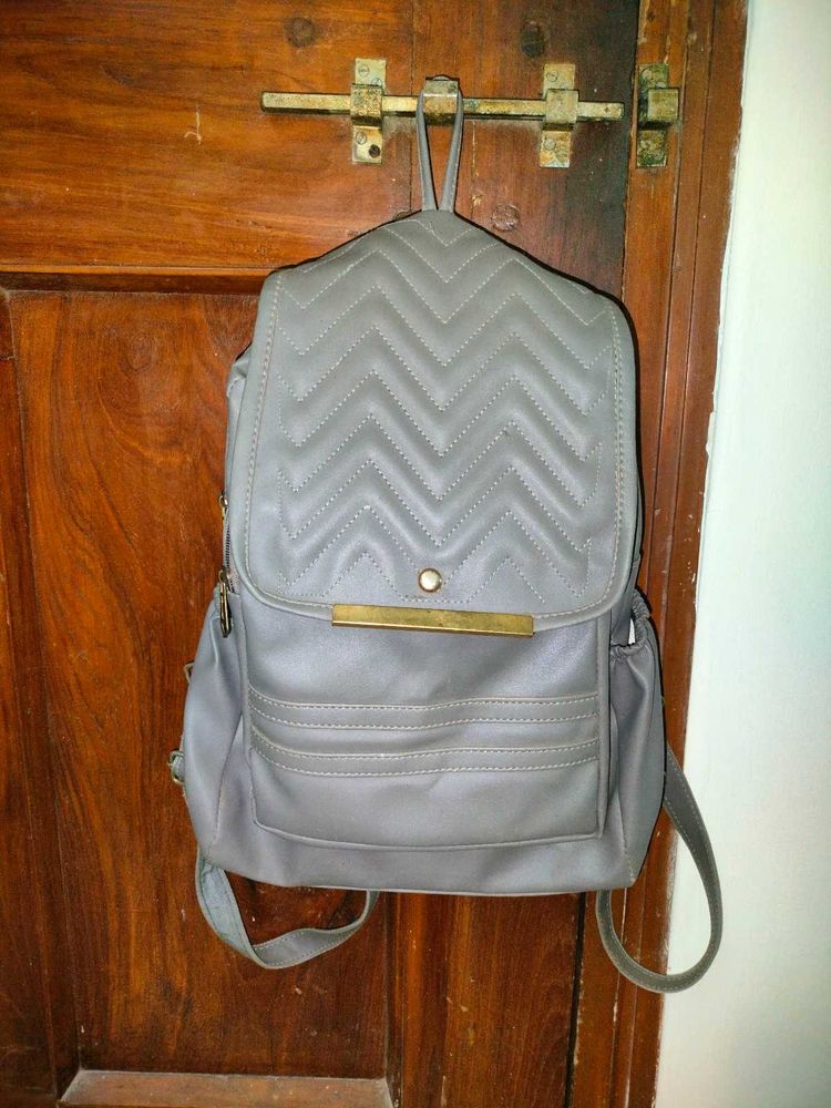 Stylish Grey Chevron Backpack/ bag