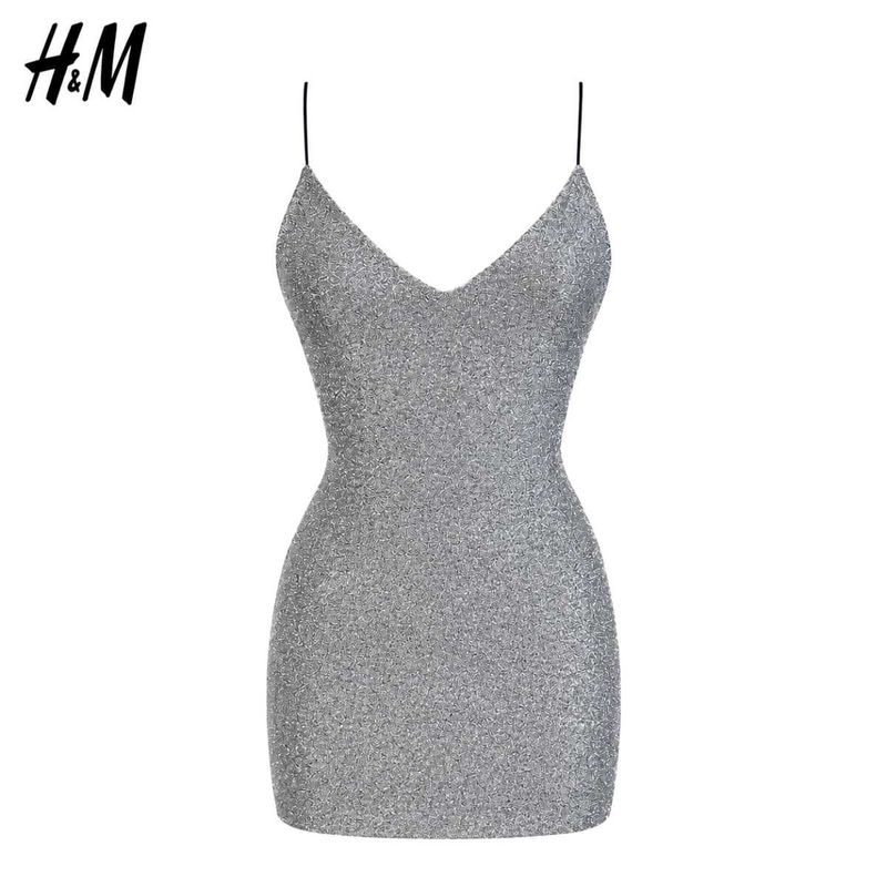 H&amp;M Sparkly Silver Mini Dress