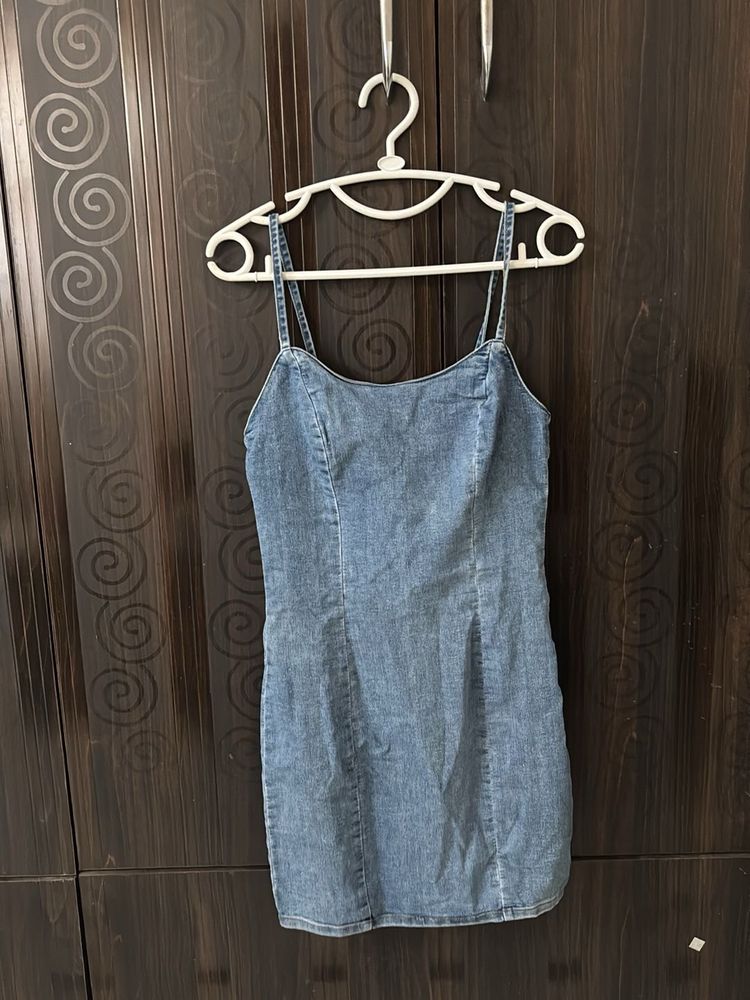 Denim Spaghetti Strap Mini Dress