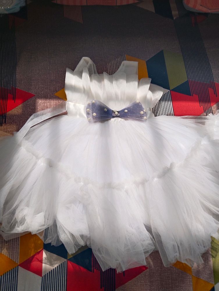 White Tulle Baby Dress with Bow