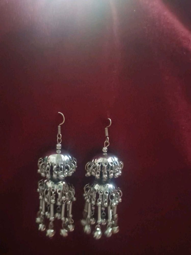 Silver Jhumka Earrings