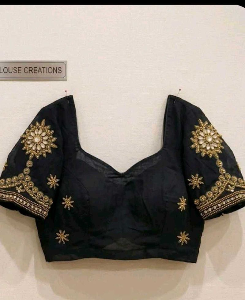 Designer Embroidered Black Blouse material