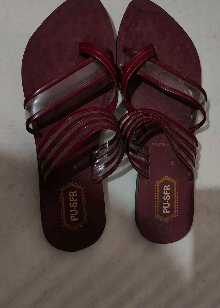 Maroon PU-SFR Flip Flops