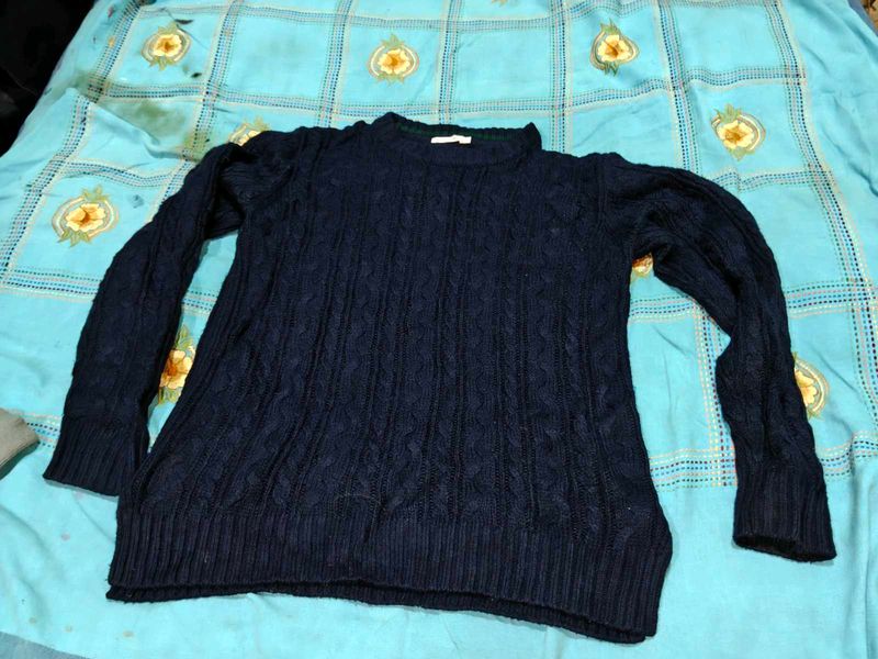 Navy Blue Cable Knit Sweater