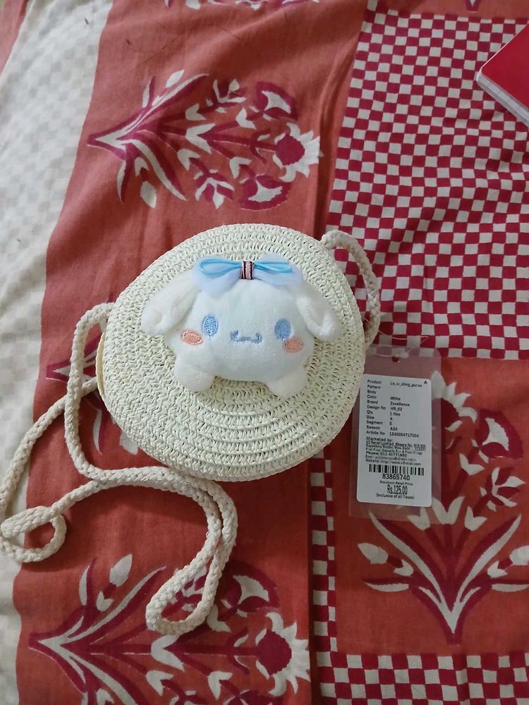 Cute Cinnamoroll Woven Straw Mini Sling Bag (Brand