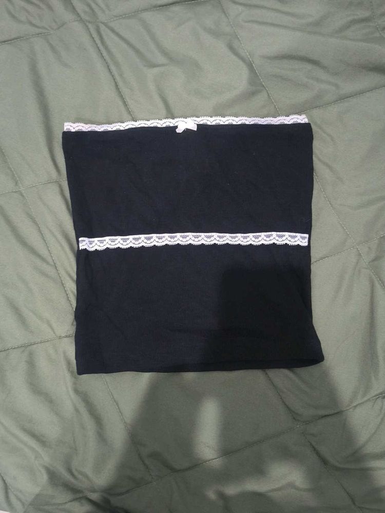 Black Lace Trim Tube Top