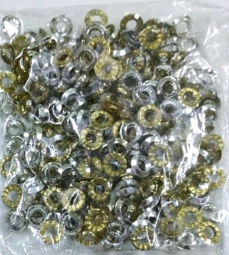 Rings golden colour patches,beads making 30 grm