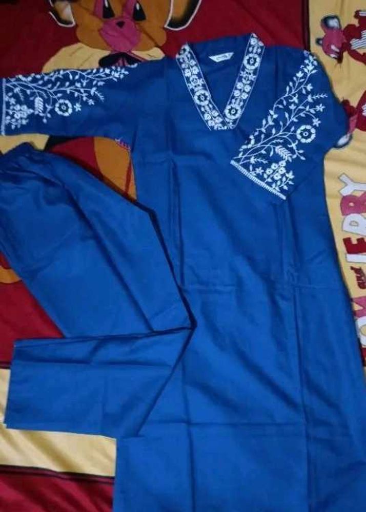 Elegant Blue Embroidered Kurta Set