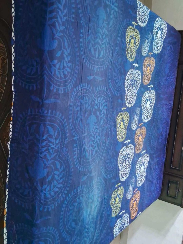 pure cottonBlue Paisley Queen Bed Sheet of 1