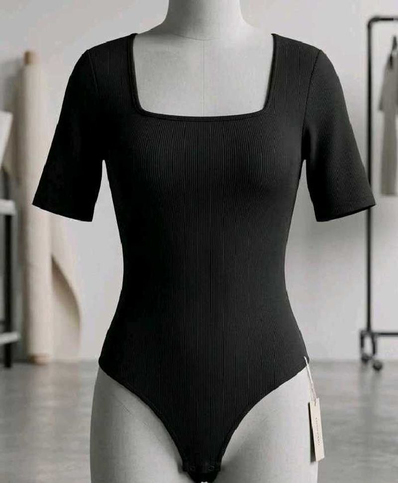 Black bodysuit cum crop top