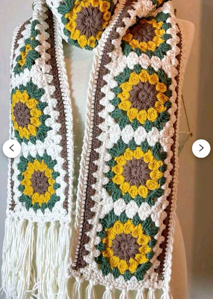 Handmade Crochet Sunflower Scarf