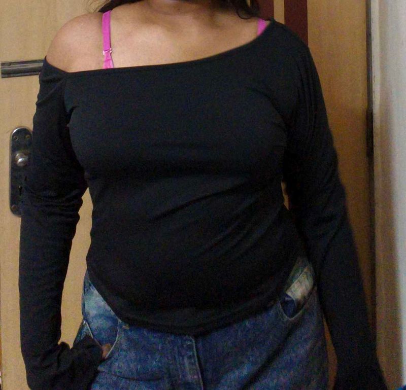 Black One shoulder Top