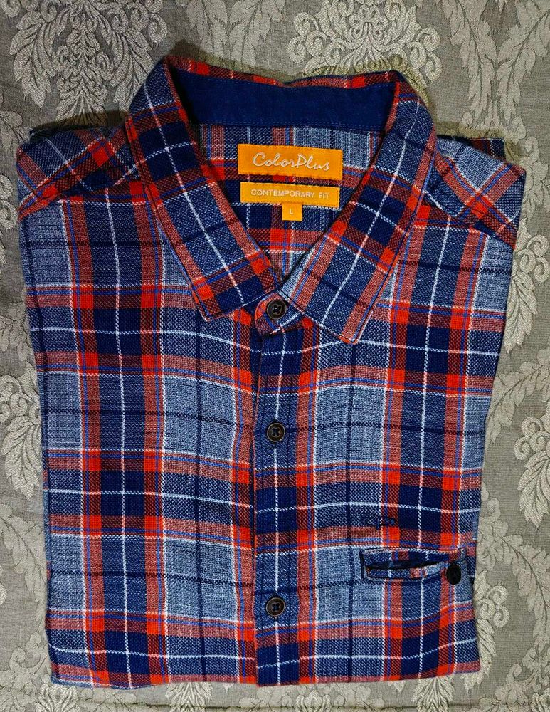 ColorPlus Men's Checked Casual Shirt Large Size