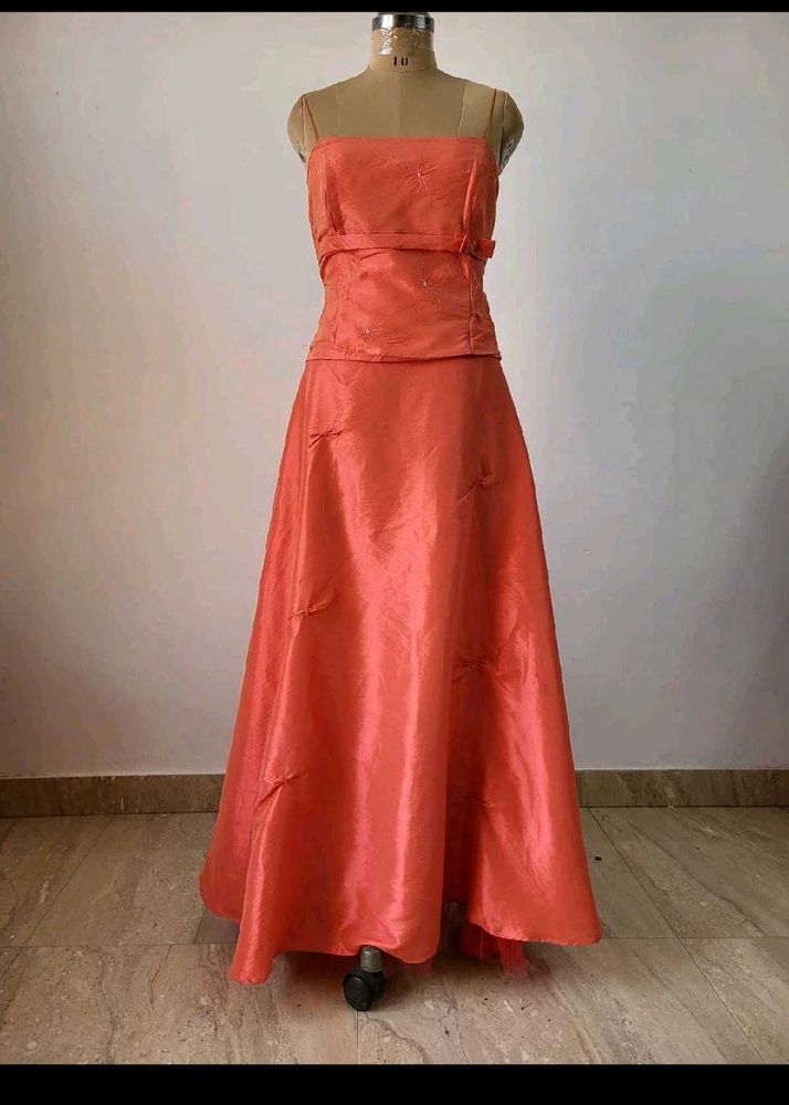 Coral Strapless Gown