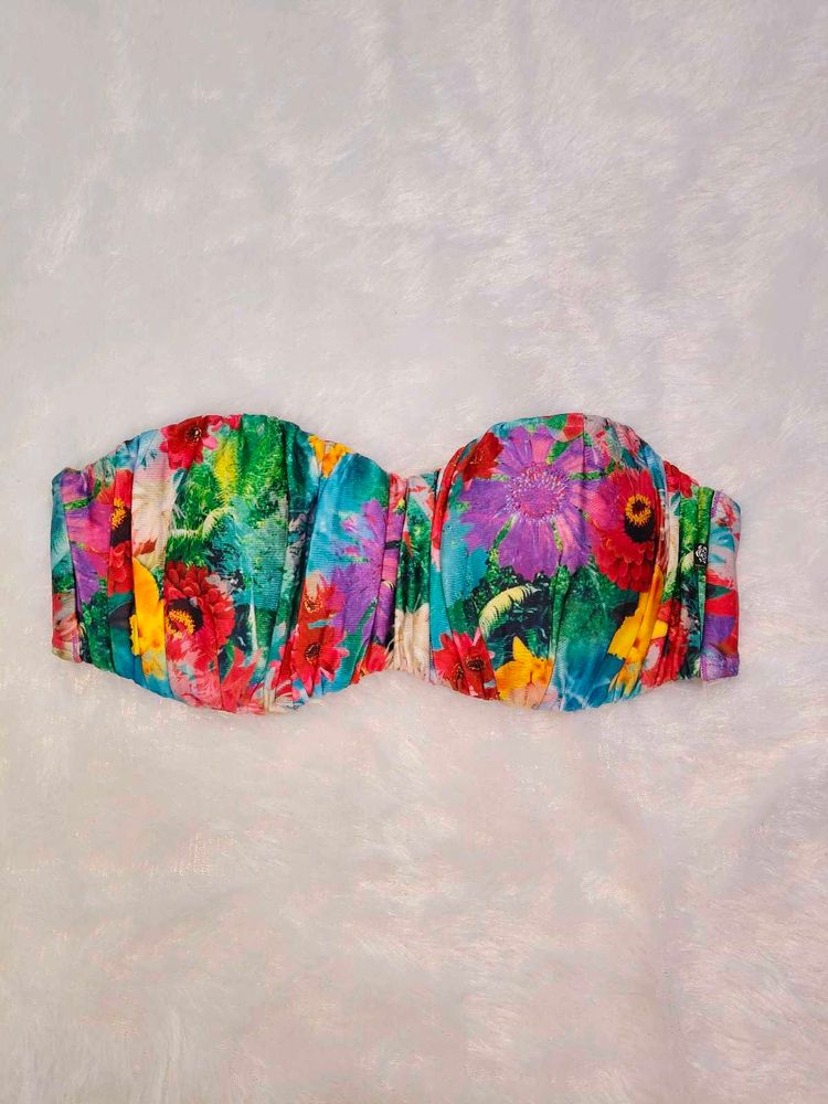 Strapless Floral Bikini Top