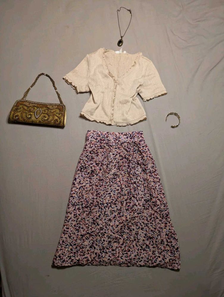 Floral purple midi skirt