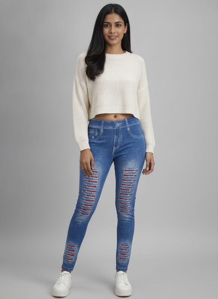 Distressed Denim Look jeggings
