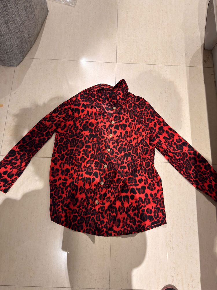Animal Print Button-Down Shirt