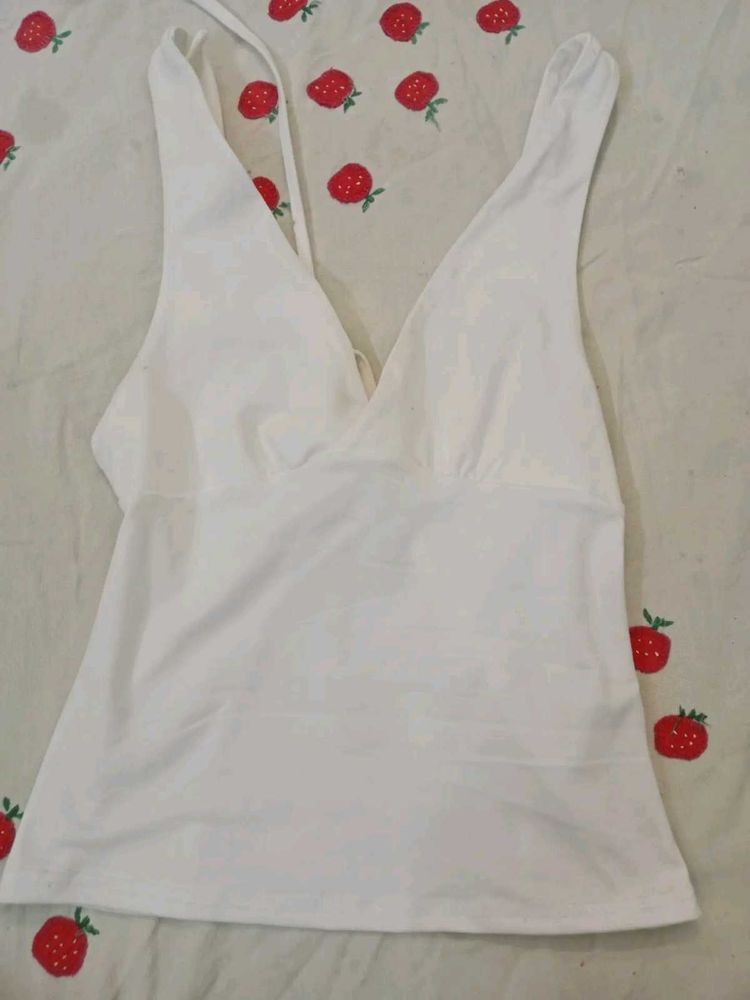 White V-Neck Tank Top
