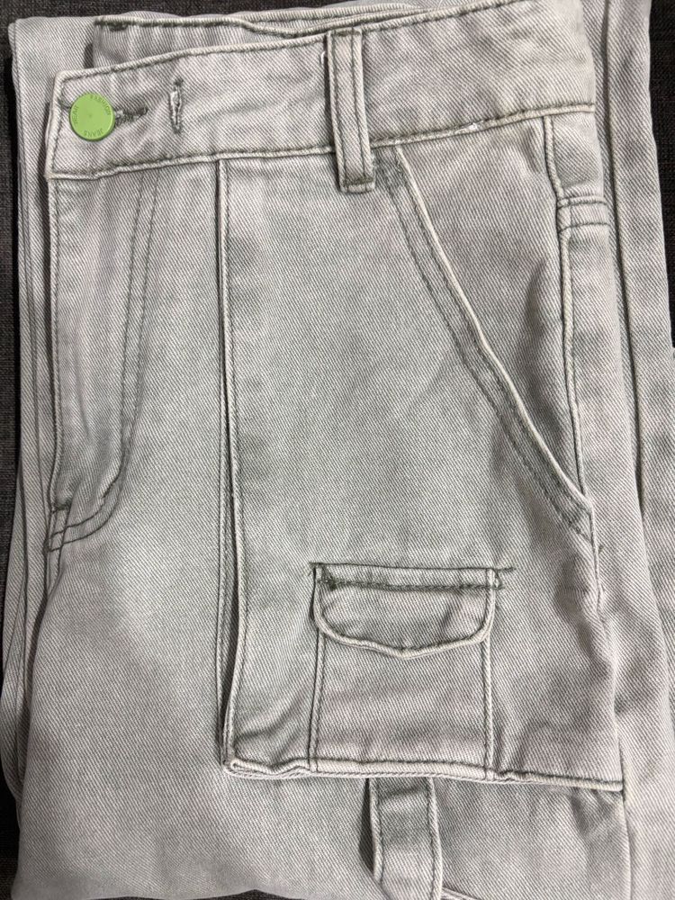 Light Grey Denim Cargo Pants