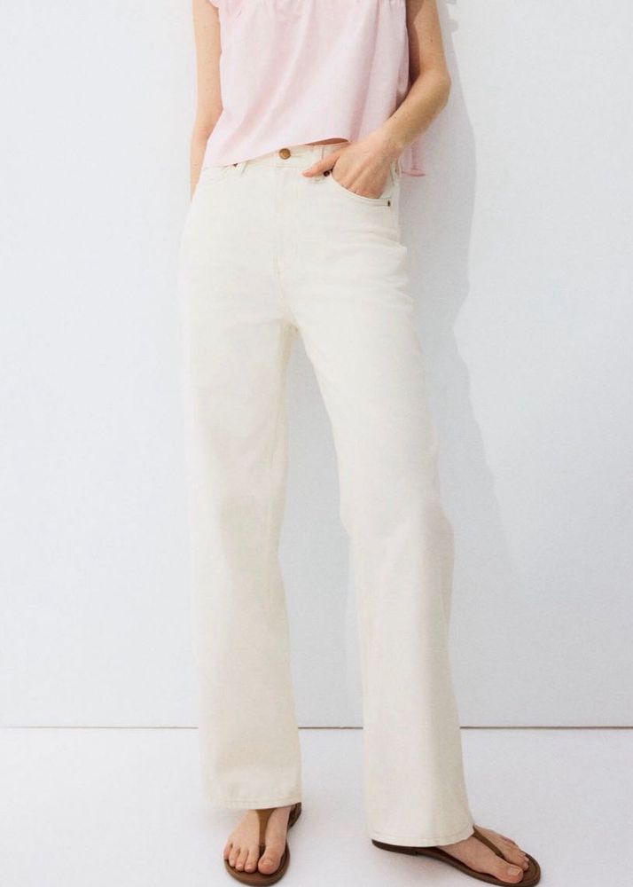 Cream straight leg jeans
