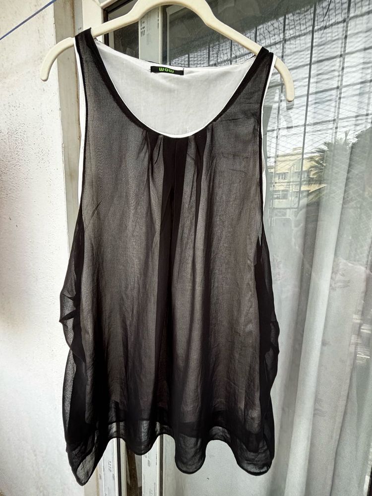 Sheer Black Sleeveless Top